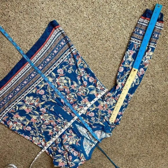 Vintage X America Floral Beach Summer Stretch Comfortable Top Blouse Women M/L - Picture 3 of 4